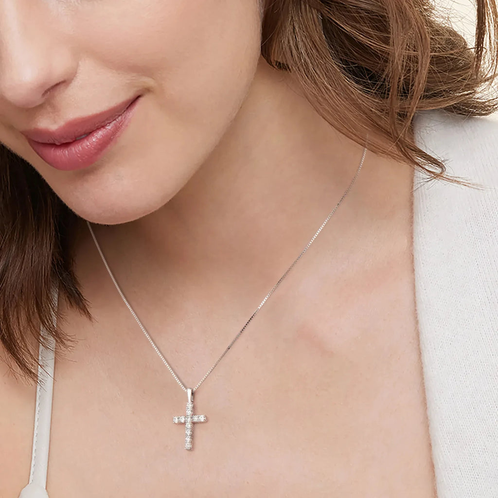 Moissanite Cross Necklace Pendant
