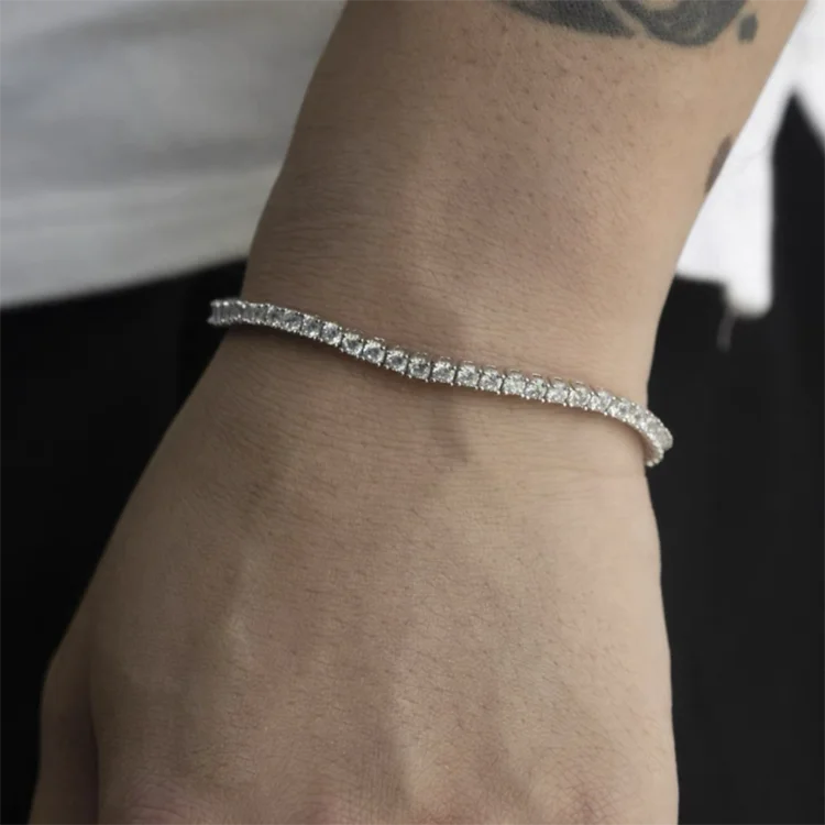 Moissanite Bracelet Men/Woman Silver