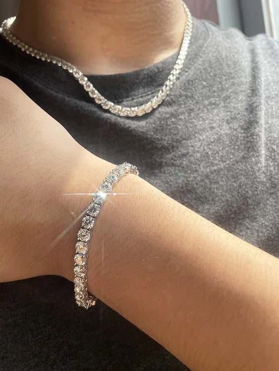 Moissanite Bracelet Men/Woman Silver