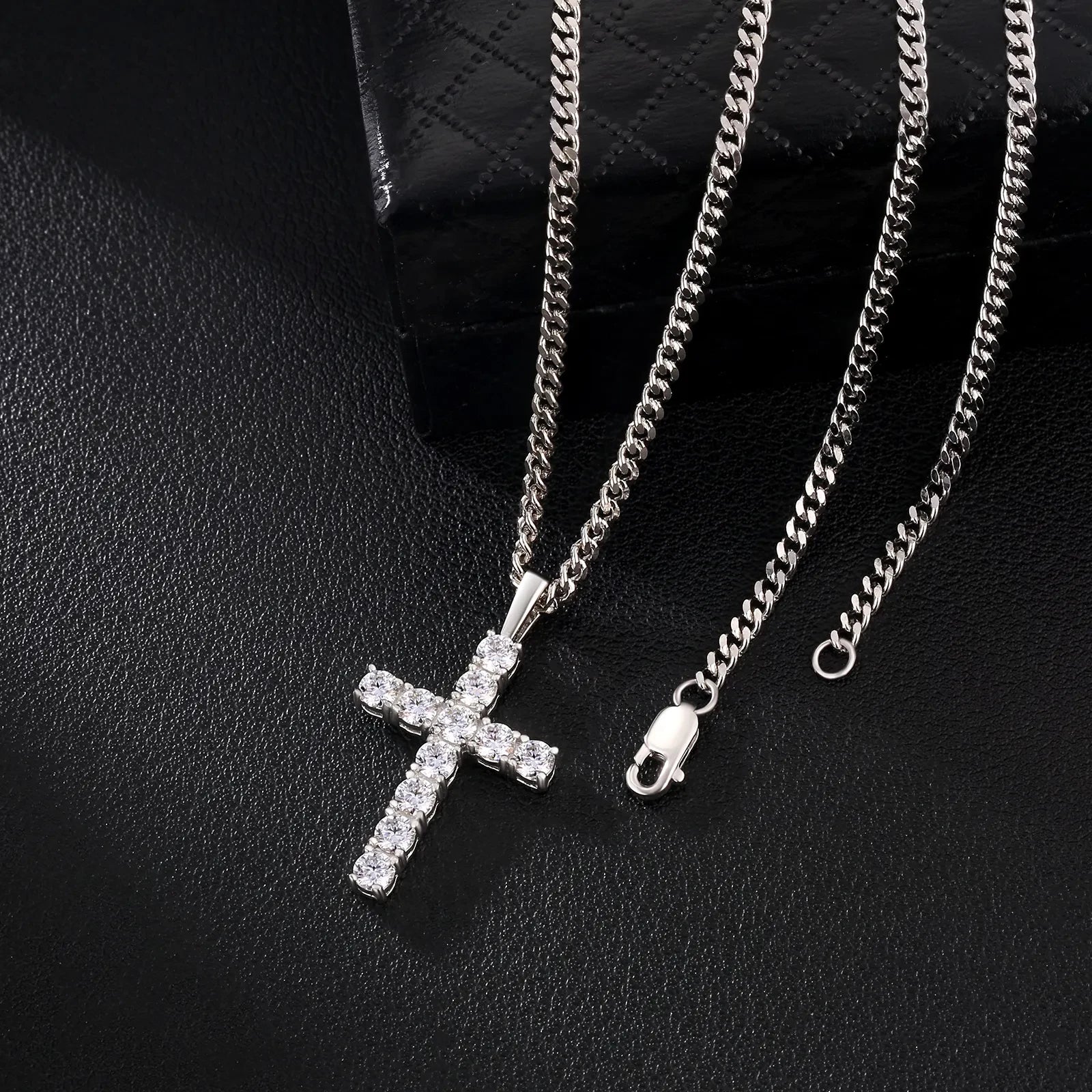 Moissanite Cross Necklace Pendant