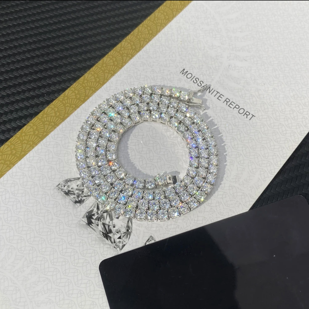 Moissanite Chain And Bracelet Man/Woman